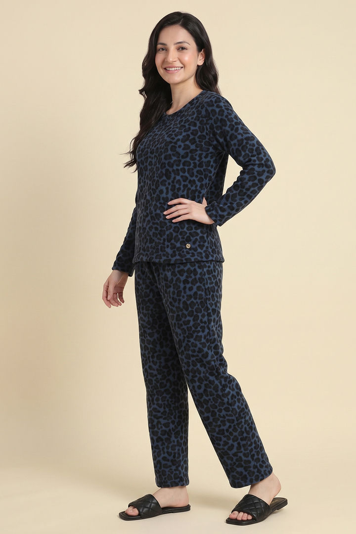 Zivame Polor Fleece Knit Poly Lifewear Set - Ink Blue — image 2